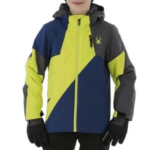Spyder Neon Yellow and Black Hooded Jacket